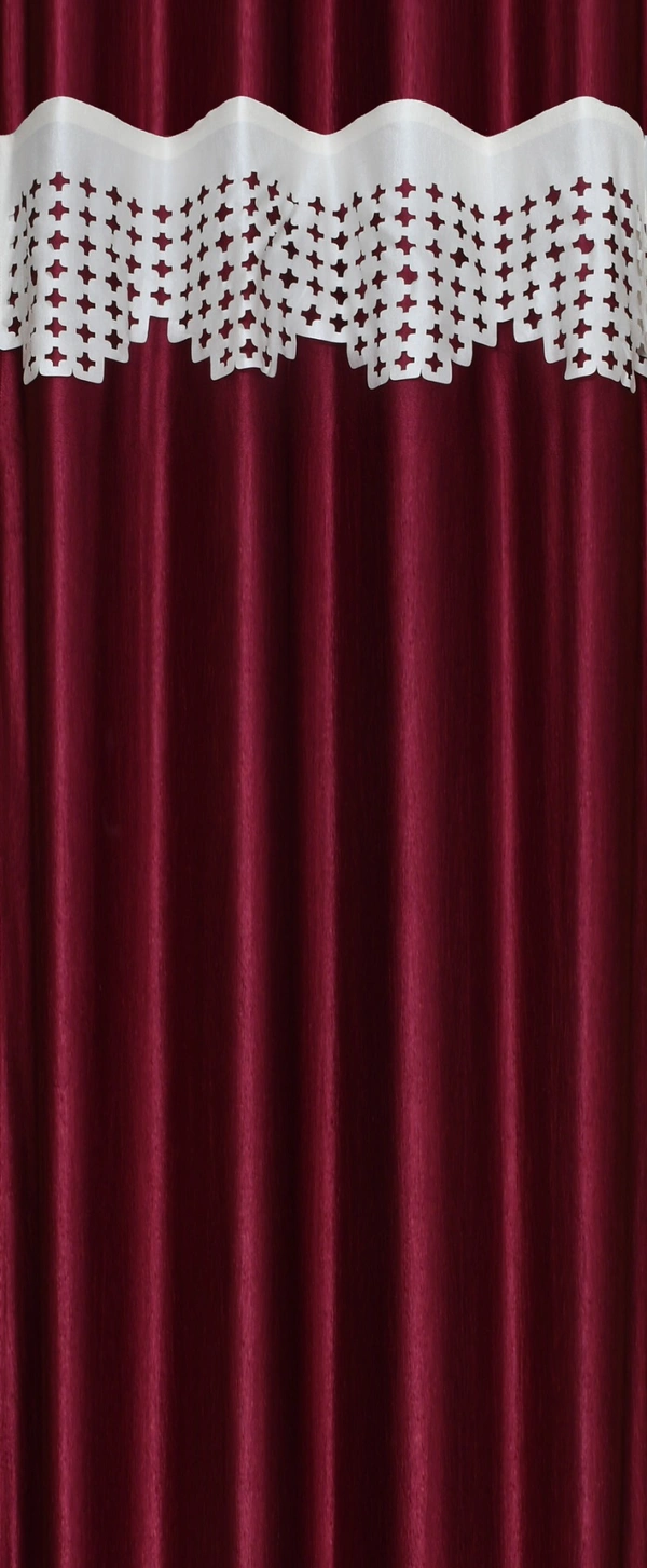 Home Garage Polyester Eyelet Valence Design Maroon Solid Curtains Pack of 2 - Window (4x5 Feet)