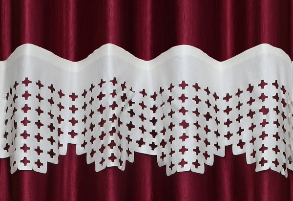 Home Garage Polyester Eyelet Valence Design Maroon Solid Curtains Pack of 2 - Window (4x5 Feet)