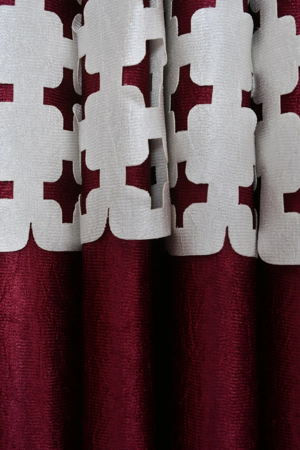 Home Garage Polyester Eyelet Valence Design Maroon Solid Curtains Pack of 2 - Window (4x5 Feet)