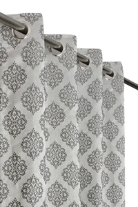 Panipat Textile Hub Polyester Eyelet Grey jacquard curtains Pack of 2 - Window (4x5 Feet)