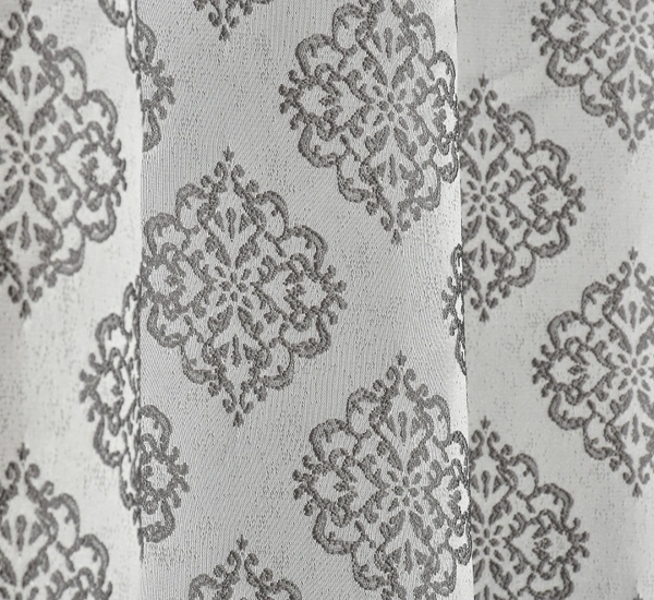 Panipat Textile Hub Polyester Eyelet Grey jacquard curtains Pack of 2 - Window (4x5 Feet)