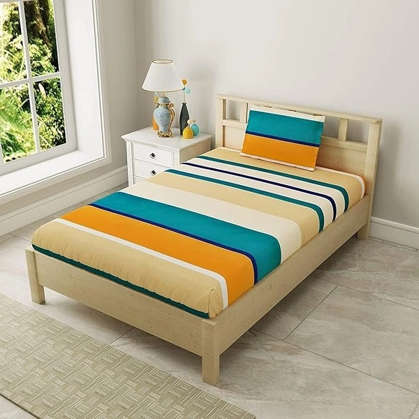 Panipat Textile Hub Panipat textile Hub 210 TC Microfiber single Elastic Fitted Bedsheet with 1 Pillow cover