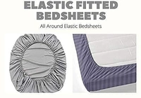 Panipat textile Hub 180 TC Microfiber Super Soft Fitted (Elastic) Double Bedsheet with 2 Pillow cover - Double