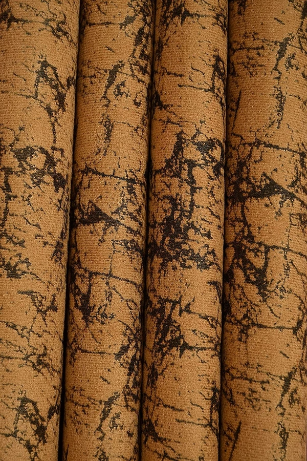 Panipat Textile Hub Polyester Eyelet Gold Designer Print Velvet Blackout curtains Pack of 2 - Window (4x5 Feet), gold