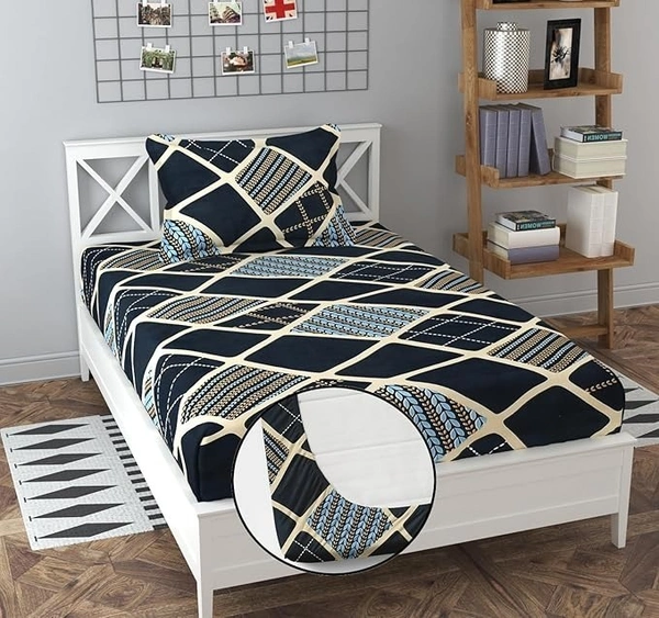 Panipat Textile Hub Panipat textile Hub 210 TC Microfiber single Elastic Fitted Bedsheet with 1 Pillow cover