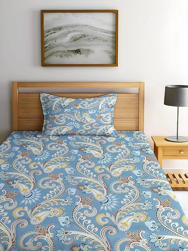Panipat Textile Hub Panipat textile Hub 210 TC Microfiber single Elastic Fitted Bedsheet with 1 Pillow cover