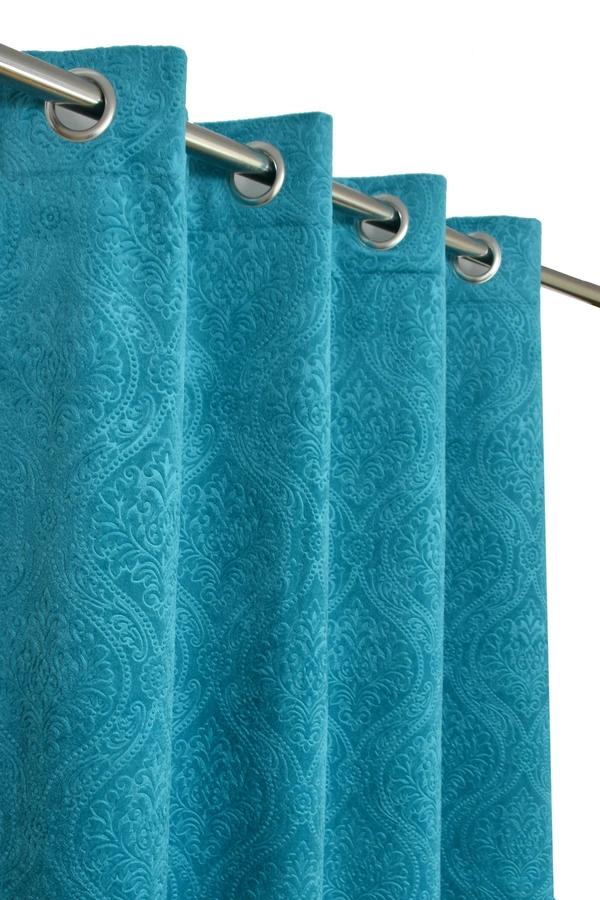 Panipat Textile Hub Polyester Eyelet Aqua Designer Print Velvet Blackout curtains Pack of 2 ₹ 999 - Window (4x5 Feet), Aqua