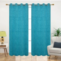 Panipat Textile Hub Polyester Eyelet Aqua Designer Print Velvet Blackout curtains Pack of 2 ₹ 999 - Window (4x5 Feet), Aqua