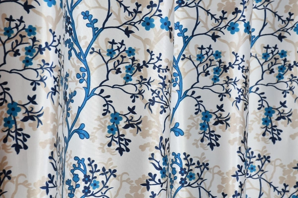 Panipat Textile Hub Polyester Eyelet Aqua Designer Print curtains Pack of 2 - Window (4x5 Feet), Bright Turquoise