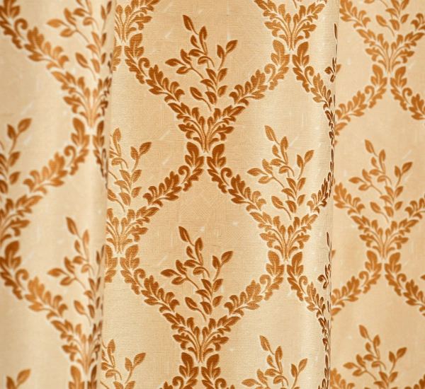 Panipat Textile Hub Polyester Eyelet Gold Designer Print curtains Pack of 2 - Window (4x5 Feet)