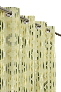 Panipat Textile Hub Polyester Eyelet Green Designer Print curtains Pack of 2 - Window (4x5 Feet)