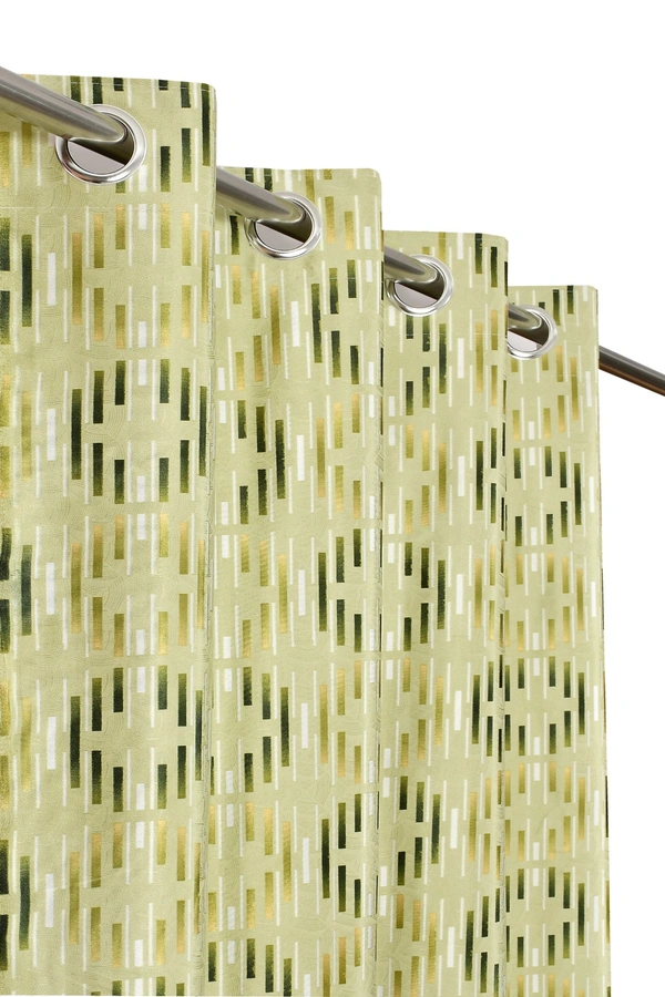 Panipat Textile Hub Polyester Eyelet Green Designer Print curtains Pack of 2 - Window (4x5 Feet)