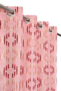 Panipat Textile Hub Polyester Eyelet Maroon Designer Print curtains Pack of 2 - Window (4x5 Feet)
