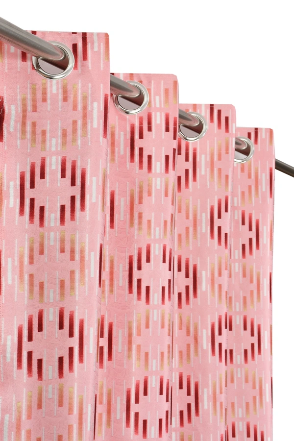 Panipat Textile Hub Polyester Eyelet Maroon Designer Print curtains Pack of 2 - Window (4x5 Feet)