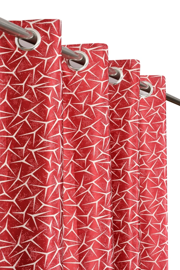 Panipat Textile Hub Polyester Eyelet Maroon Designer Print curtains Pack of 2 - Window (4x5 Feet)