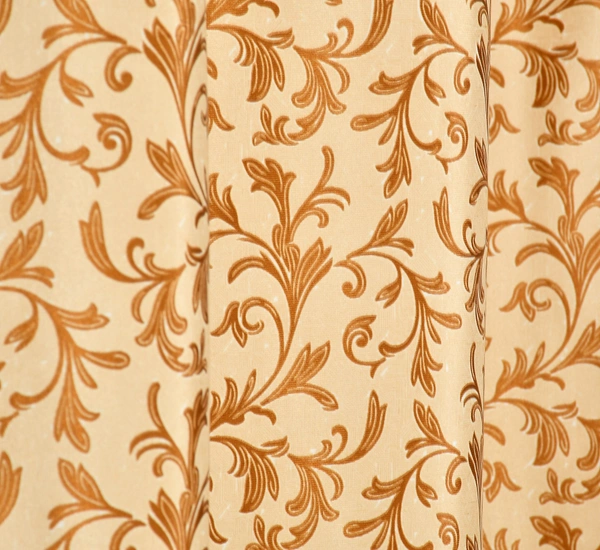 Panipat Textile Hub Polyester Eyelet Gold Designer Print curtains Pack of 2 - Window (4x5 Feet)