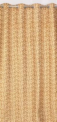 Panipat Textile Hub Polyester Eyelet Gold Designer Print curtains Pack of 2 - Window (4x5 Feet)