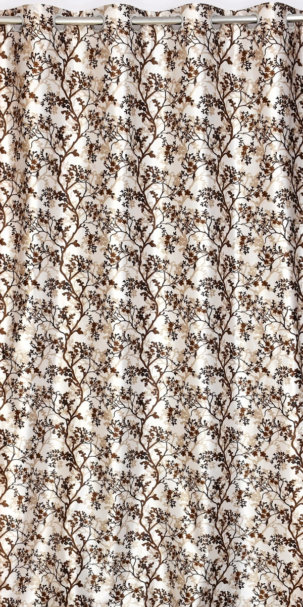 Panipat Textile Hub Polyester Eyelet Brown Designer Print curtains Pack of 2 - Window (4x5 Feet), Woody Brown