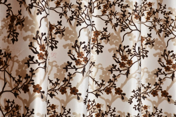 Panipat Textile Hub Polyester Eyelet Brown Designer Print curtains Pack of 2 - Window (4x5 Feet), Woody Brown