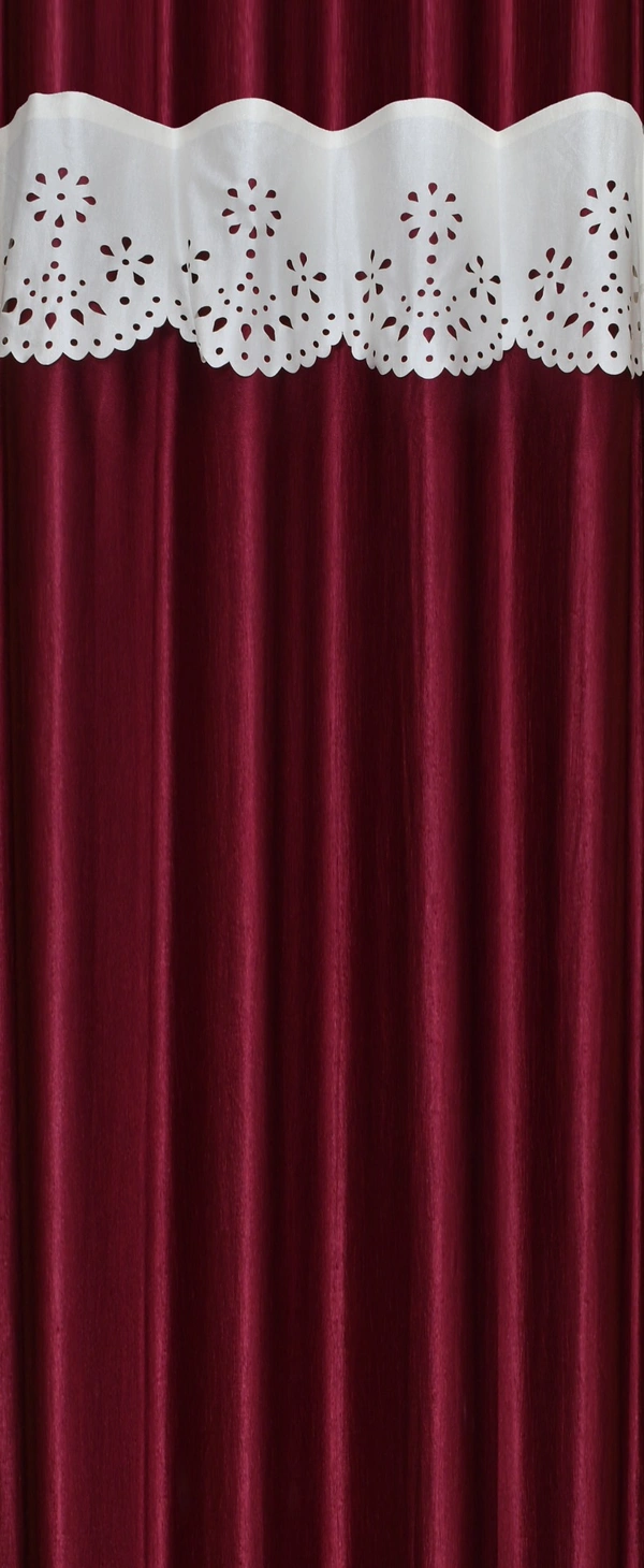 Home Garage Polyester Eyelet Valence Design Maroon Solid Curtains Pack of 2 - Window (4x5 Feet)