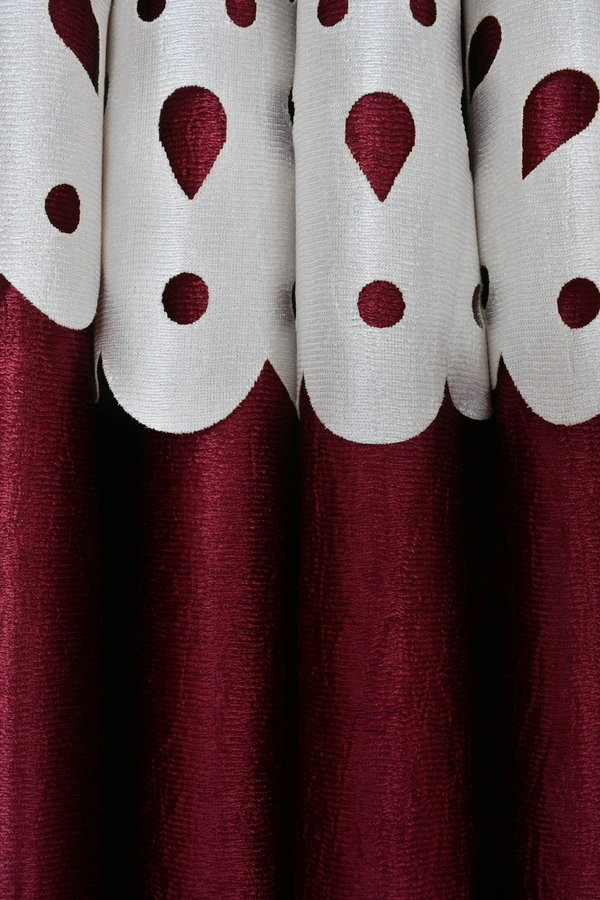 Home Garage Polyester Eyelet Valence Design Maroon Solid Curtains Pack of 2 - Window (4x5 Feet)