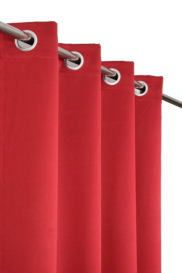 Panipat Textile Hub Polyester Eyelet Maroon Solid Blackout curtains Pack of 2 - Window (4x5 Feet)
