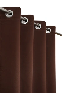 Panipat Textile Hub Polyester Eyelet Brown Solid Blackout curtains Pack of 2 - Window (4x5 Feet)