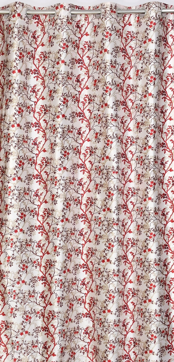 Panipat Textile Hub Polyester Eyelet Marron Designer Print curtains Pack of 2 - Window (4x5 Feet), Tamarillo