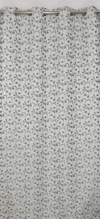 Panipat Textile Hub Polyester Eyelet Grey jacquard curtains Pack of 2 - Window (4x5 Feet)