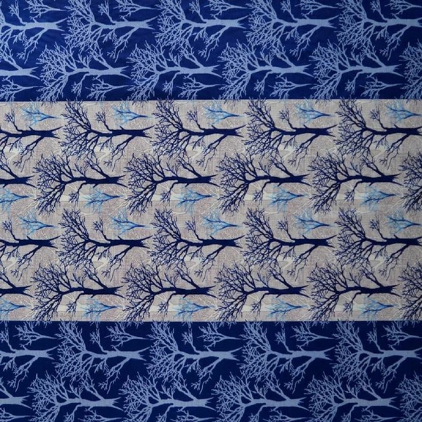 Fabolic polyester Eyelet Blue Suprimo Printed Design curtains Pack of 2 - Window (4x5 Feet)