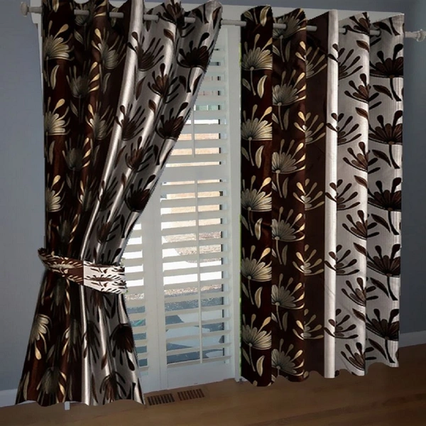 Federica polyester Eyelet  Suprimo Printed Design curtains Pack of 2 - Window (4x5 Feet)