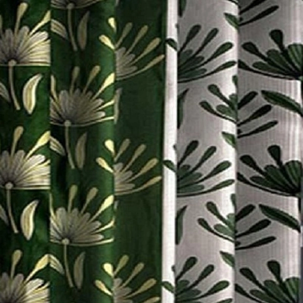 Federica polyester Eyelet  Suprimo Printed Design Green curtains Pack of 2 - Window (4x5 Feet)