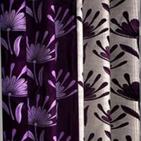 Federica Polyester Eyelet  Suprimo Printed Design Purple Curtains Pack of 2 - Window (4x5 Feet)