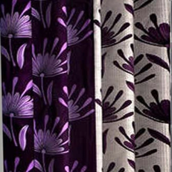 Federica Polyester Eyelet  Suprimo Printed Design Purple Curtains Pack of 2 - Window (4x5 Feet)