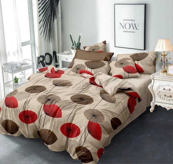 Home Garage 140 TC Microfiber 3D Printed Super Soft Flat Double Bedsheet  With 2 pillow cover