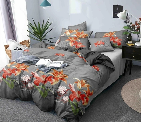 Home Garage 140 TC Microfiber 3D Printed Super Soft Flat Double Bedsheet  With 2 pillow cover - Double Bedsheet