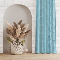 Home Garage  Polyester Eyelet Aqua Designer Print curtains Pack of 2 - Window (4x5 Feet)