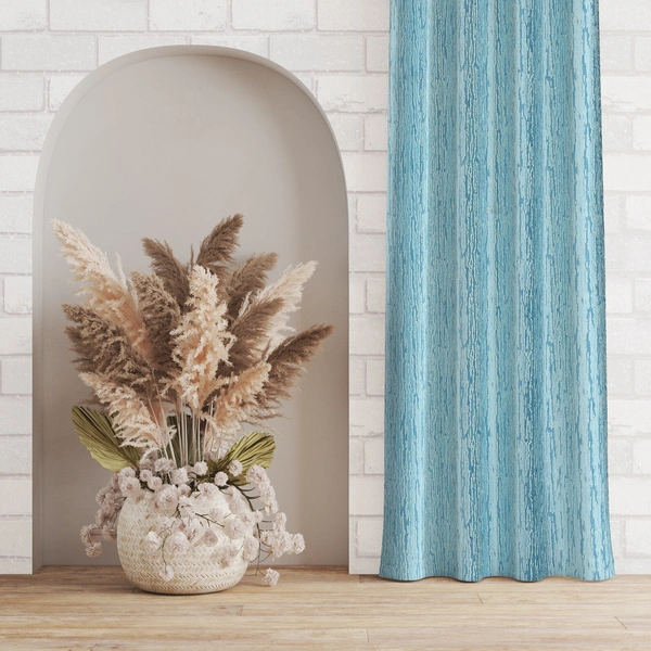 Home Garage  Polyester Eyelet Aqua Designer Print curtains Pack of 2 - Window (4x5 Feet)