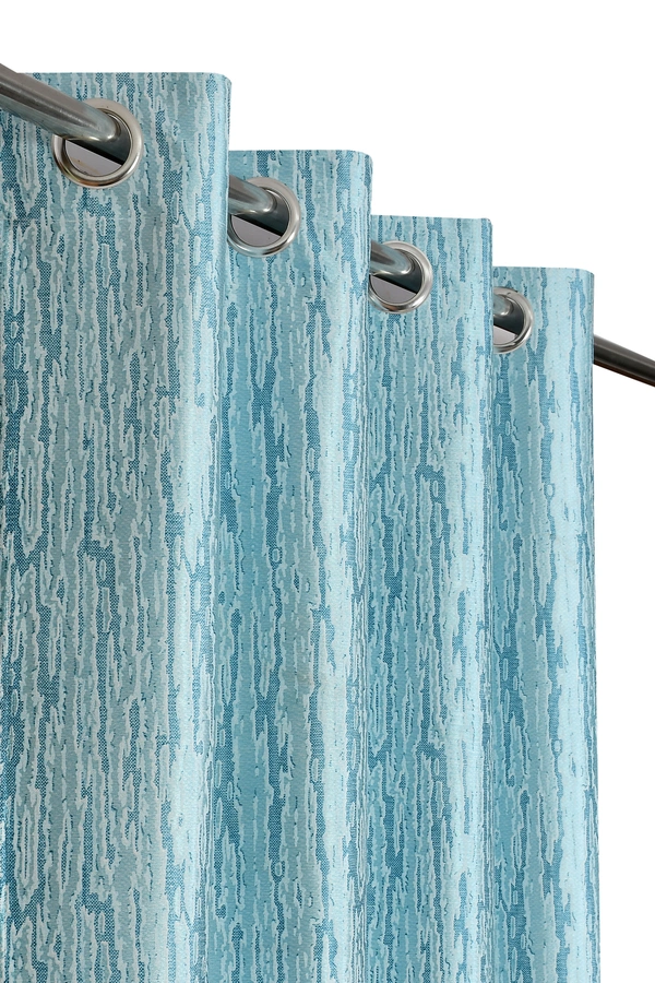 Home Garage  Polyester Eyelet Aqua Designer Print curtains Pack of 2 - Window (4x5 Feet)