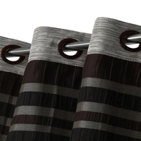 Home Garage Polyester Eyelet Brown Jute jacquard curtains Pack of 2 - Window (4x5 Feet)