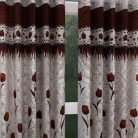 Home Garage polyester Eyelet Brown Printed Design curtains Pack of 2 - Door (4x7 Feet)