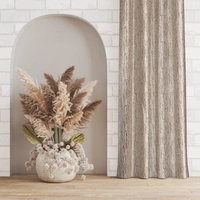 Home Garage  Polyester Eyelet Cream Designer Print curtains Pack of 2 - Window (4x5 Feet)