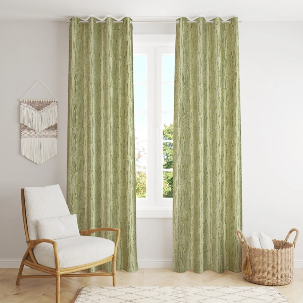 Home Garage  Polyester Eyelet Green Designer Print curtains Pack of 2 - Long Door (4x9 Feet)
