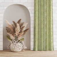 Home Garage  Polyester Eyelet Green Designer Print curtains Pack of 2 - Long Door (4x9 Feet)