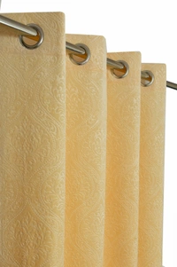 Home Garage Velvet Eyelet Cream Blackout High Quality Punch Print curtains Pack of 2 - Window (4x5 Feet)