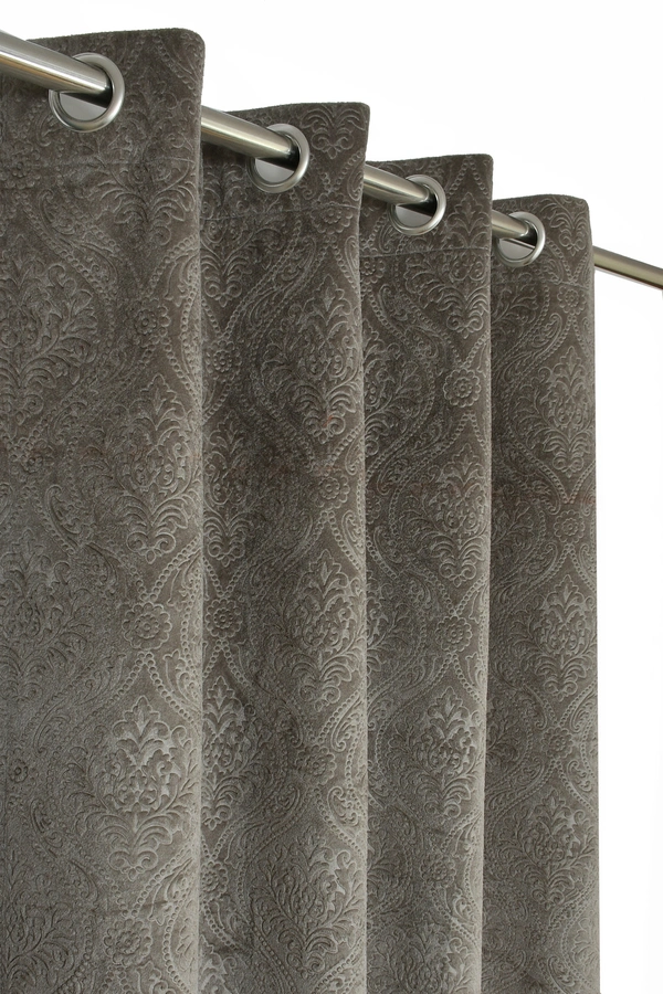 Home Garage Velvet Eyelet Gray Blackout High Quality Punch Print curtains Pack of 2 - Window (4x5 Feet)