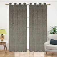 Home Garage Velvet Eyelet Gray Blackout High Quality Punch Print curtains Pack of 2 - Window (4x5 Feet)