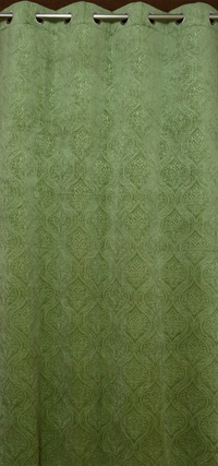 Home Garage Velvet Eyelet Green Blackout High Quality Punch Print curtains Pack of 2 - Window (4x5 feet)