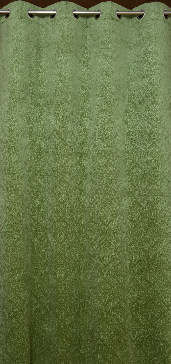 Home Garage Velvet Eyelet Green Blackout High Quality Punch Print curtains Pack of 2 - Window (4x5 feet)