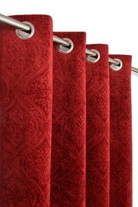 Home Garage Velvet Eyelet Marron Blackout High Quality Punch Print curtains Pack of 2 - Window (4x5 Feet)